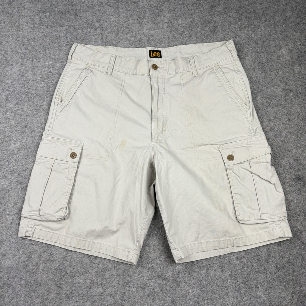 Lee Cargo Shorts Mens 38 Khaki Cotton‎ Utility Workwear Outdoor